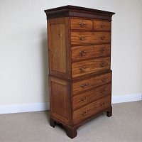 GEORGIAN MAHOGANY AND CHERRYWOOD PROVINCIAL CHEST ON CHEST
